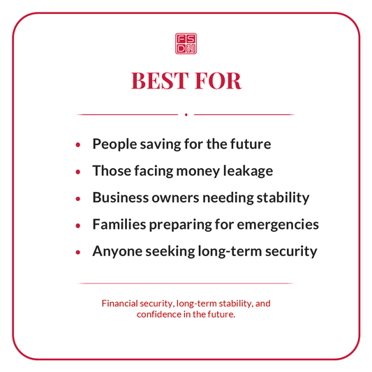 Best for saving money, reducing money leakage, financial stability, emergency preparation, wealth accumulation, and long-term financial security.