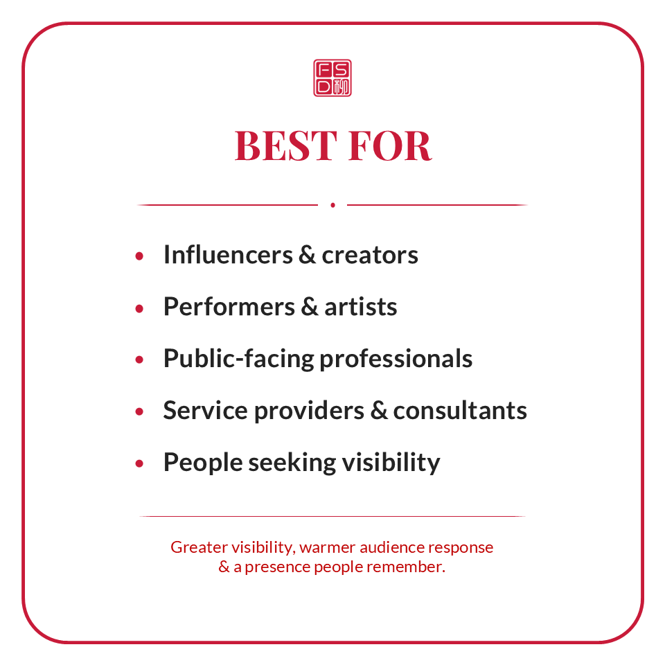 Charisma Talisman best for influencers, creators, performers, artists, public-facing professionals, consultants, service providers, and people seeking visibility.