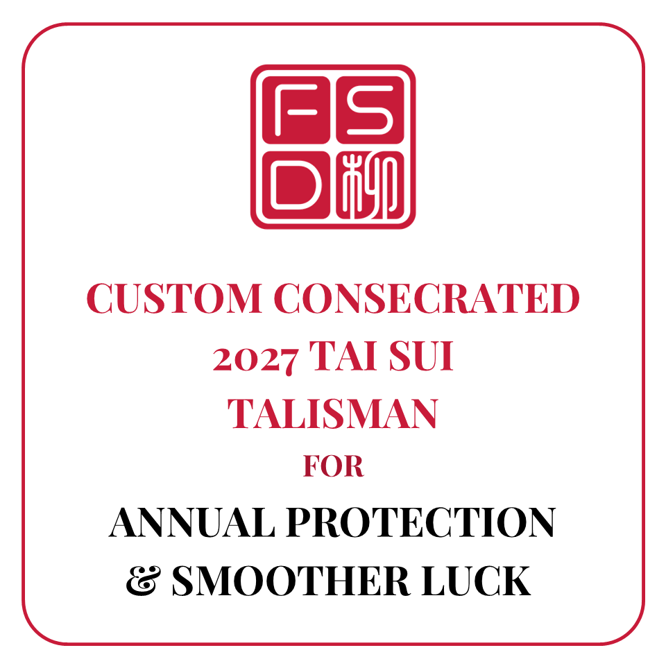 Custom consecrated 2027 Tai Sui Talisman and Amulet for annual protection, Fan Tai Sui remedy, zodiac clash support, and smoother luck in the Fire Goat or Fire Sheep year.