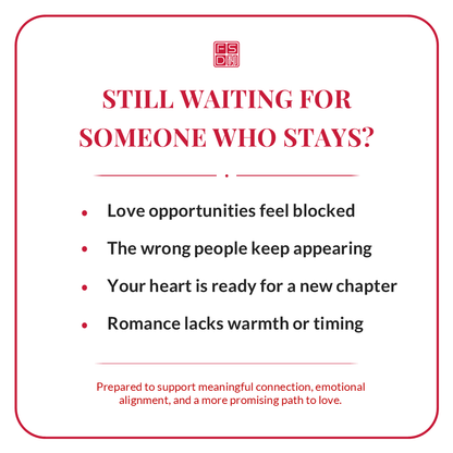 Love Talisman prepared to support Peach Blossom luck, attraction, romantic opportunity, emotional warmth, and a more meaningful romantic path.