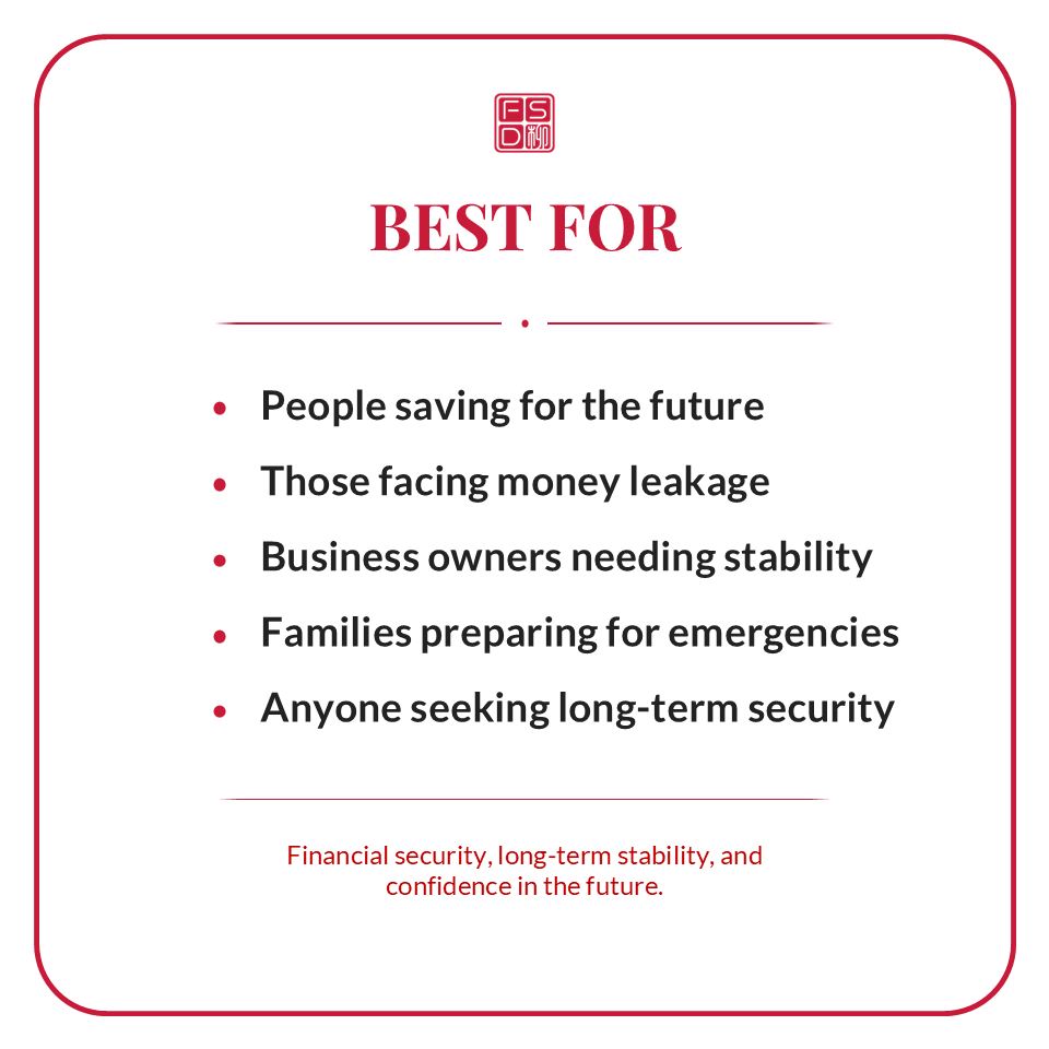 Best for saving money, reducing money leakage, financial stability, emergency preparation, wealth accumulation, and long-term financial security.