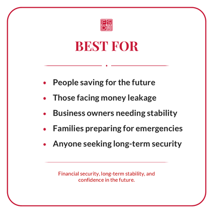 Best for saving money, reducing money leakage, financial stability, emergency preparation, wealth accumulation, and long-term financial security.